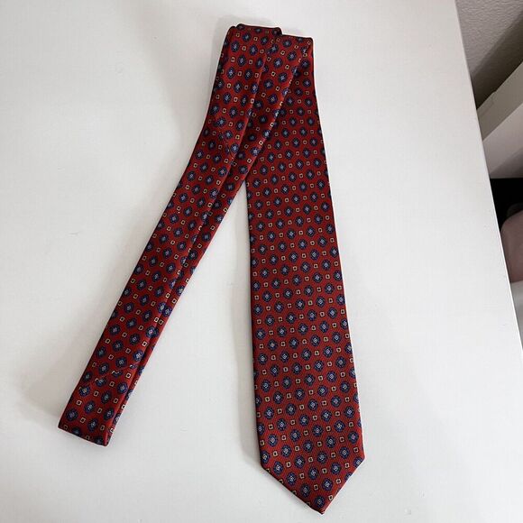 Robert Talbott 100% Silk Tie Orange Blue Made In USA Monterey, CA Men's - Picture 9 of 12